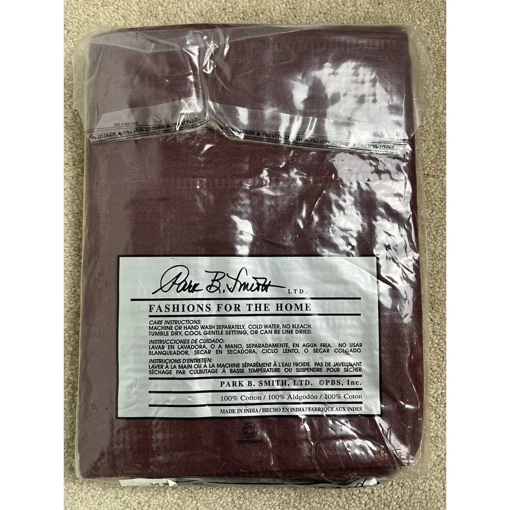 NIP Park B. Smith‎ Classic Square Wine Shower Curtain Cotton Made In India
